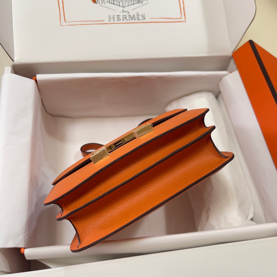 Hermes Constance 18 Mini Shoulder Bag In Orange Epsom Leather